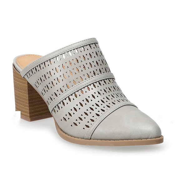 LC Lauren Conrad Shoes - Lauren Conrad| Gray Poderosa women’s high heels mules NWT Size 6